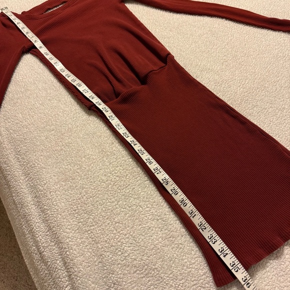 Free People Beach Rustic Red On The Rooftop Long Sleeve Mini Dress Burgundy - Picture 6 of 10